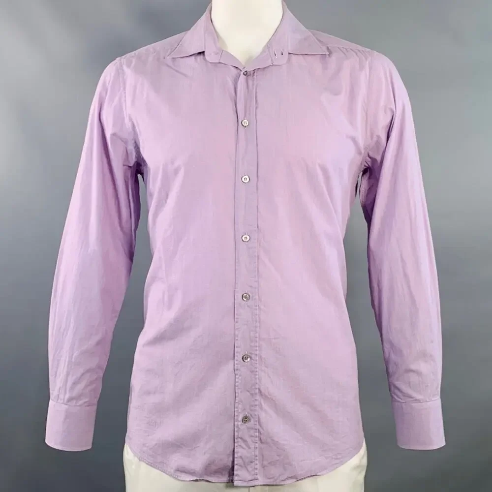 GUCCI Size L Purple Cotton Button Up Long Sleeve Shirt